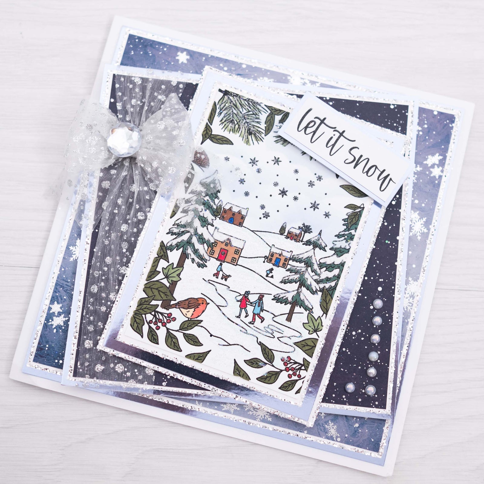 Ice-Skating Scene - Frosty Christmas Card Tutorial