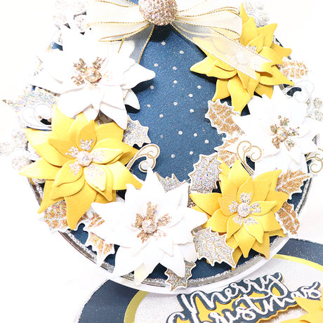 12 Projects of Christmas Day 11 - Navy and Gold Poinsettia Circle Easel Card by Glynis Bakewell