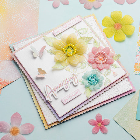 Rainbow Flower Birthday - Flower Builder Collection Card Tutorial