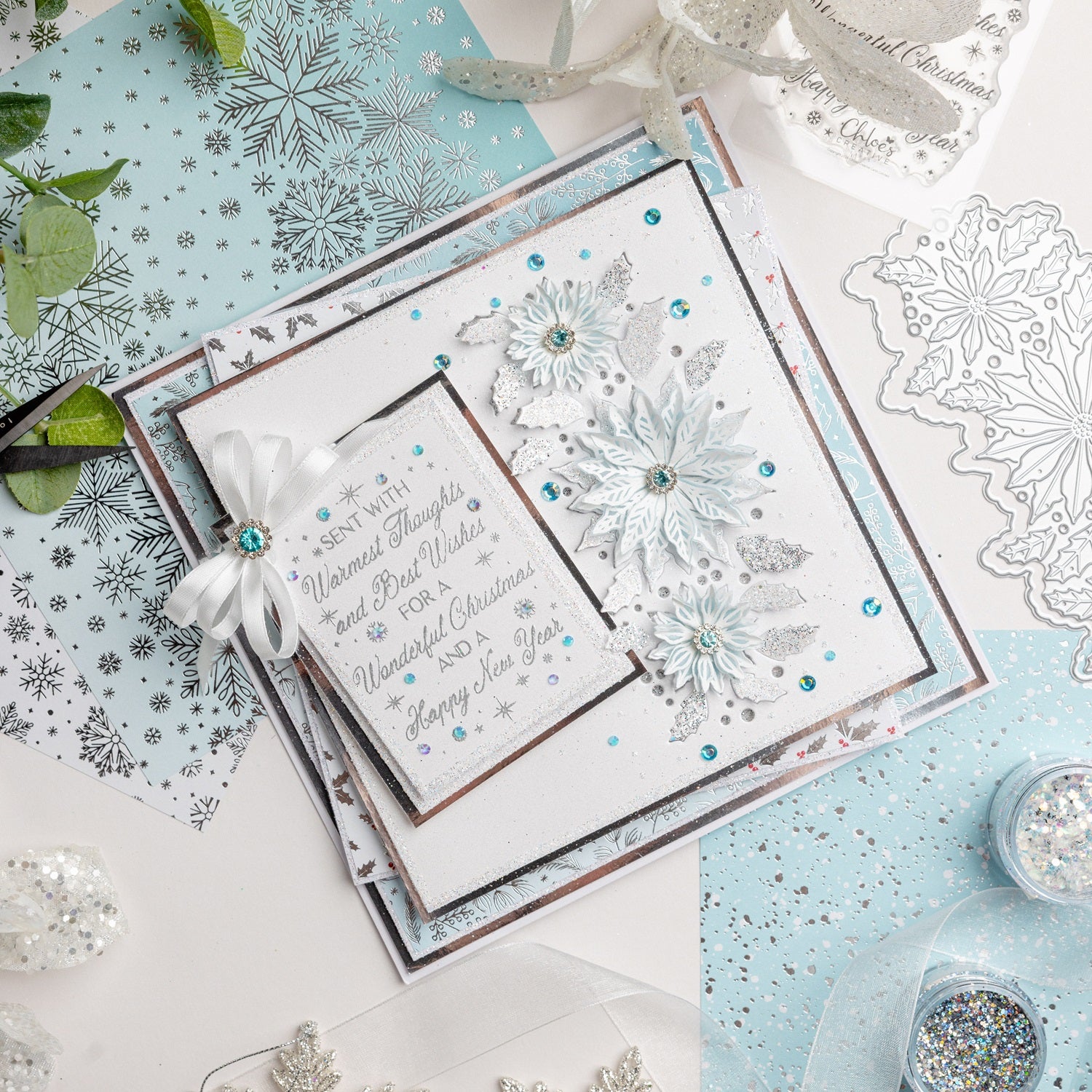 Frosted Poinsettia - Winter Wonderland Card Tutorial with FREE Project Download Sheet