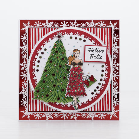 Festive Frills - Christmas Fashionista card tutorial