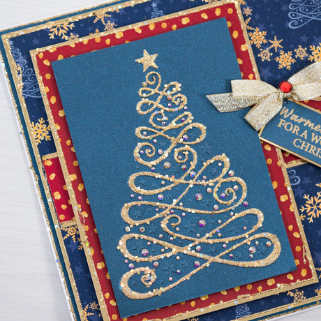 How to Create a Sparkelicious Glitter Christmas Tree using an Embossing Folder