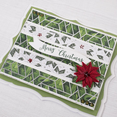 Learn how to make this gorgeous green geometric Christmas card using our gorgeous Poinsettia 3D flower stamp from Chloes Creative Cards.