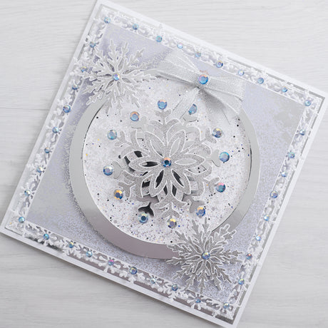 Create a stunning silver snowflake Christmas card using the new Grande Snowflake Stamp and Die Set from Chloes Creative Cards