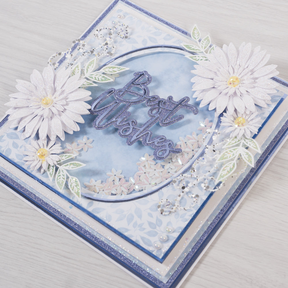 Blue Daisy Shaker Style Card.  Chloes Creative Cards. (Card making tutorial).