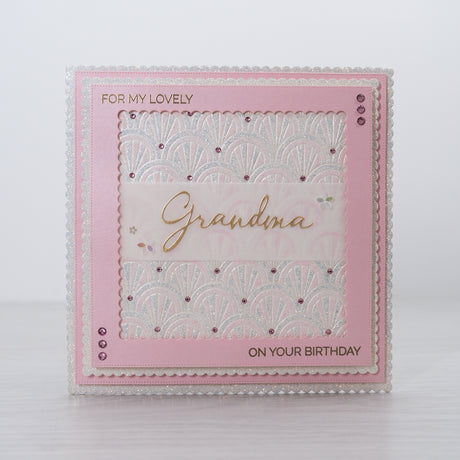 For My Lovely Grandma - 8x8" Pierced and Scalloped Dies and Embossing Folders Card Tutorial