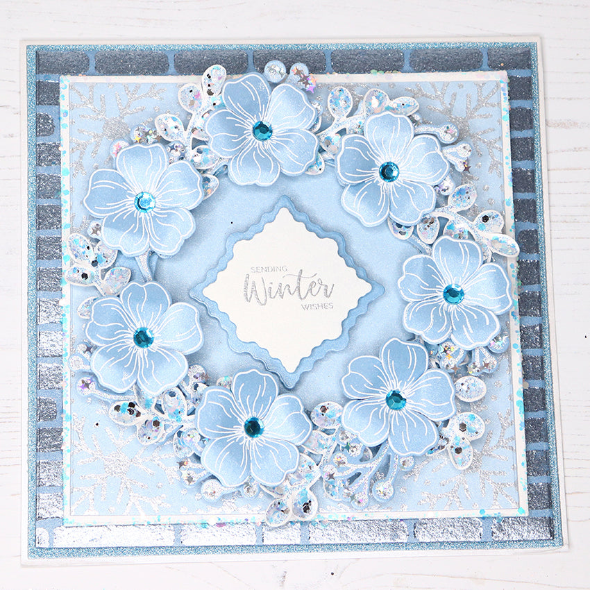 12 Projects of Christmas Day 9 - Sparkling Winter Flower Frosty Christmas Project by Rebecca Houghton