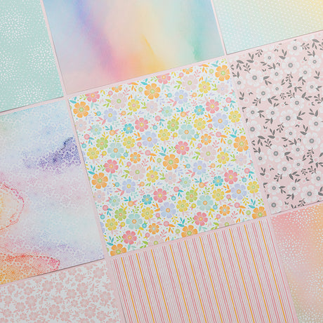 Chloe's Creative Cards Designer Printed Paper Pad (8x8) - Pastel Rainbow Delight