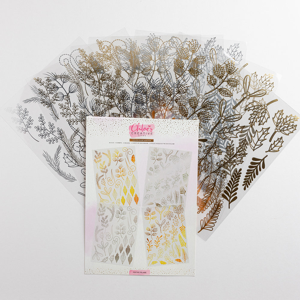 Chloe's Creative Cards Foiled Acetate - Festive Foliage