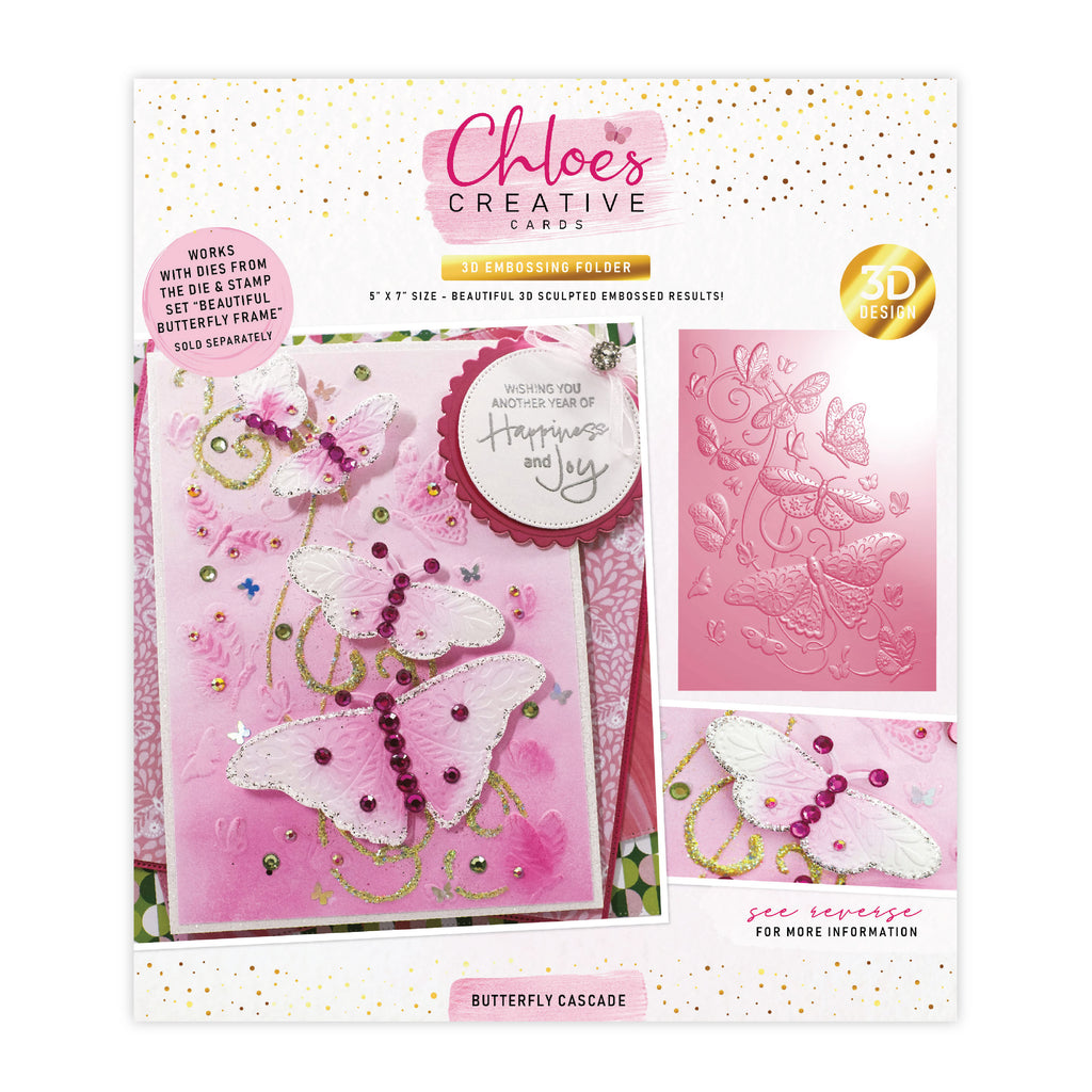 Chloes Creative Cards 5x7 3D Embossing Folder - Butterfly Cascade