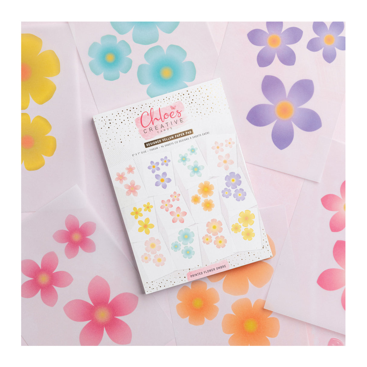 Chloe's Creative Cards Designer Printed Vellum Pad (5x7) - Flower Ombre