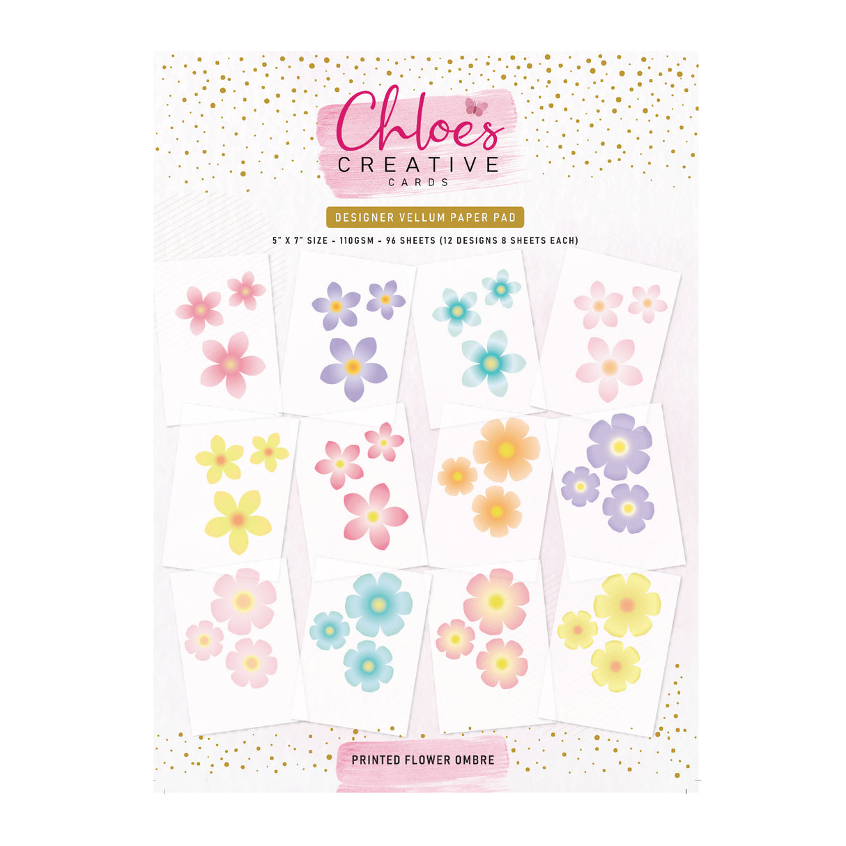 Chloe's Creative Cards Designer Printed Vellum Pad (5x7) - Flower Ombre