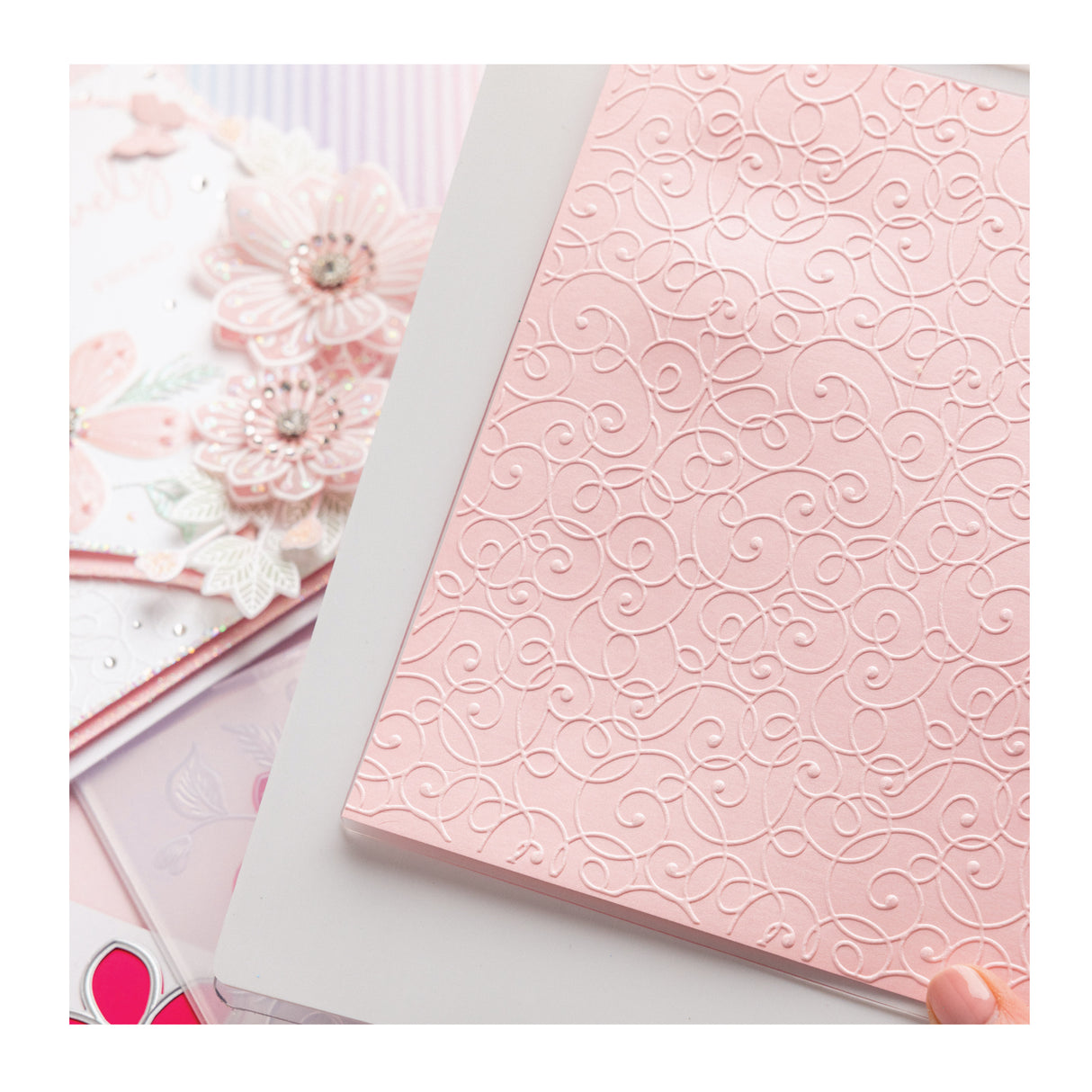 Chloe's Creative Cards -8x8 2D Embossing Folder - Pretty Swirls