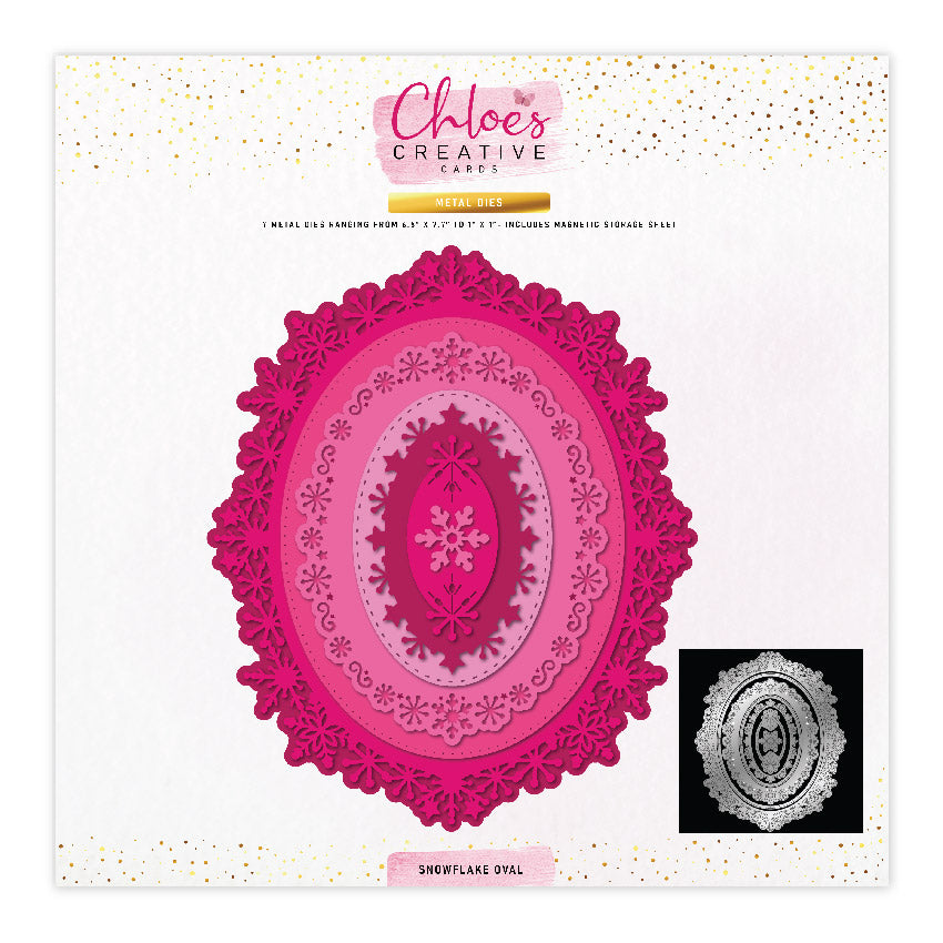 Chloes Creative Cards - Snowflake 8X8 Oval and A5 Rectangle Die Set