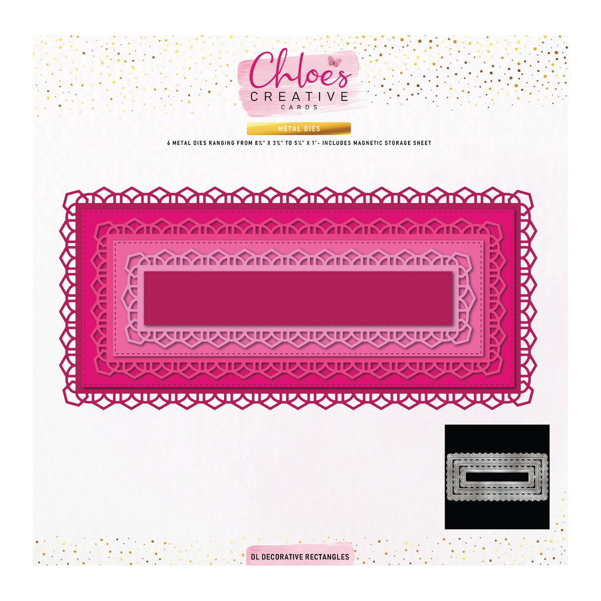 Chloe's Creative Cards Metal Die Set - DL Decorative Rectangles