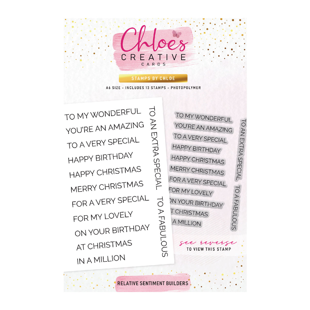 Chloes Creative Cards Photopolymer Stamp Set (A6) - Relative Sentiment Builders