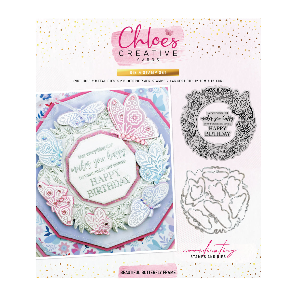 Chloes Creative Cards Die & Stamp Set - Beautiful Butterfly Frame