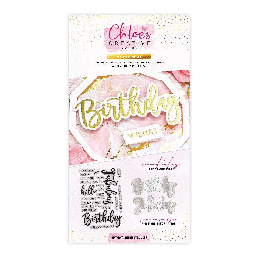 Chloes Creative Cards Die & Stamp Set - Birthday Sentiment Builder