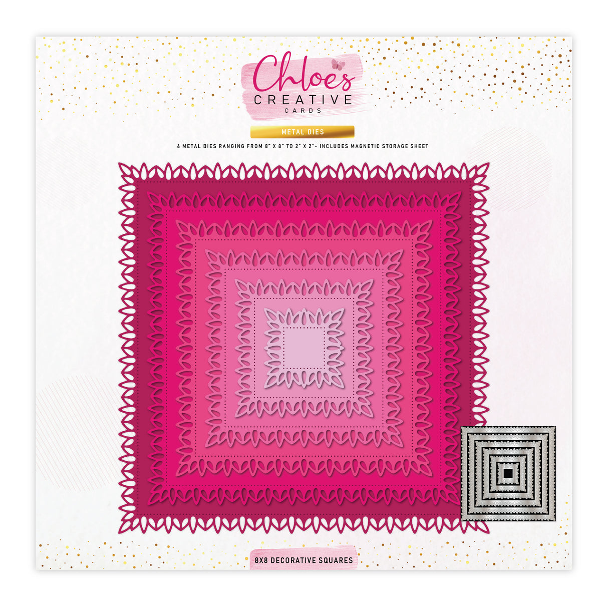 Chloes Creative Cards Metal Die Set – 8x8" Decorative Squares