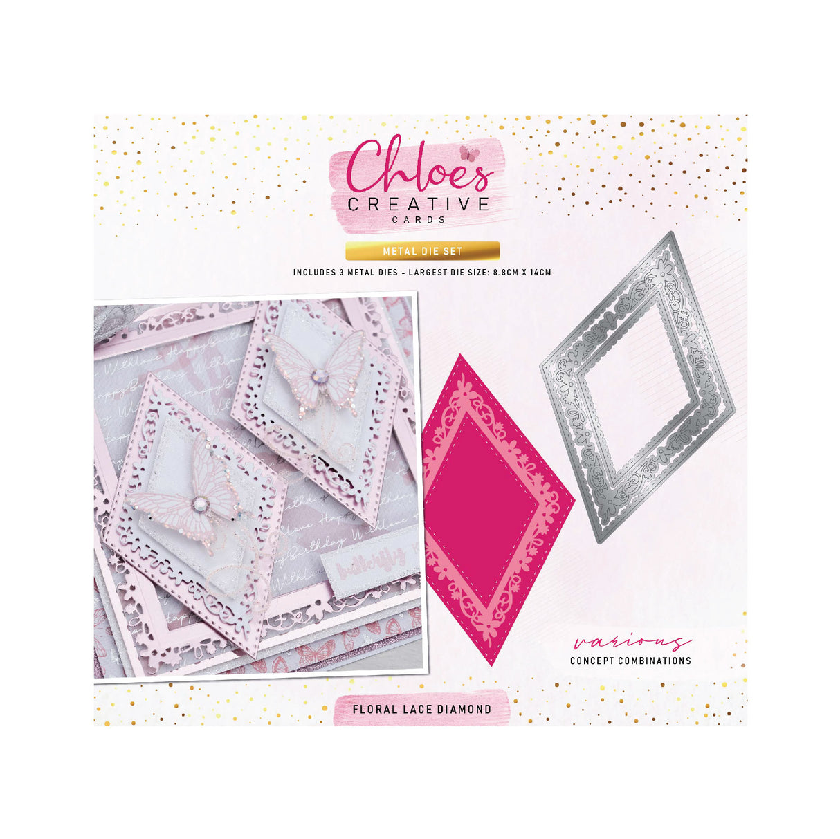 Chloes Creative Cards Metal Die Set – Floral Lace Diamond