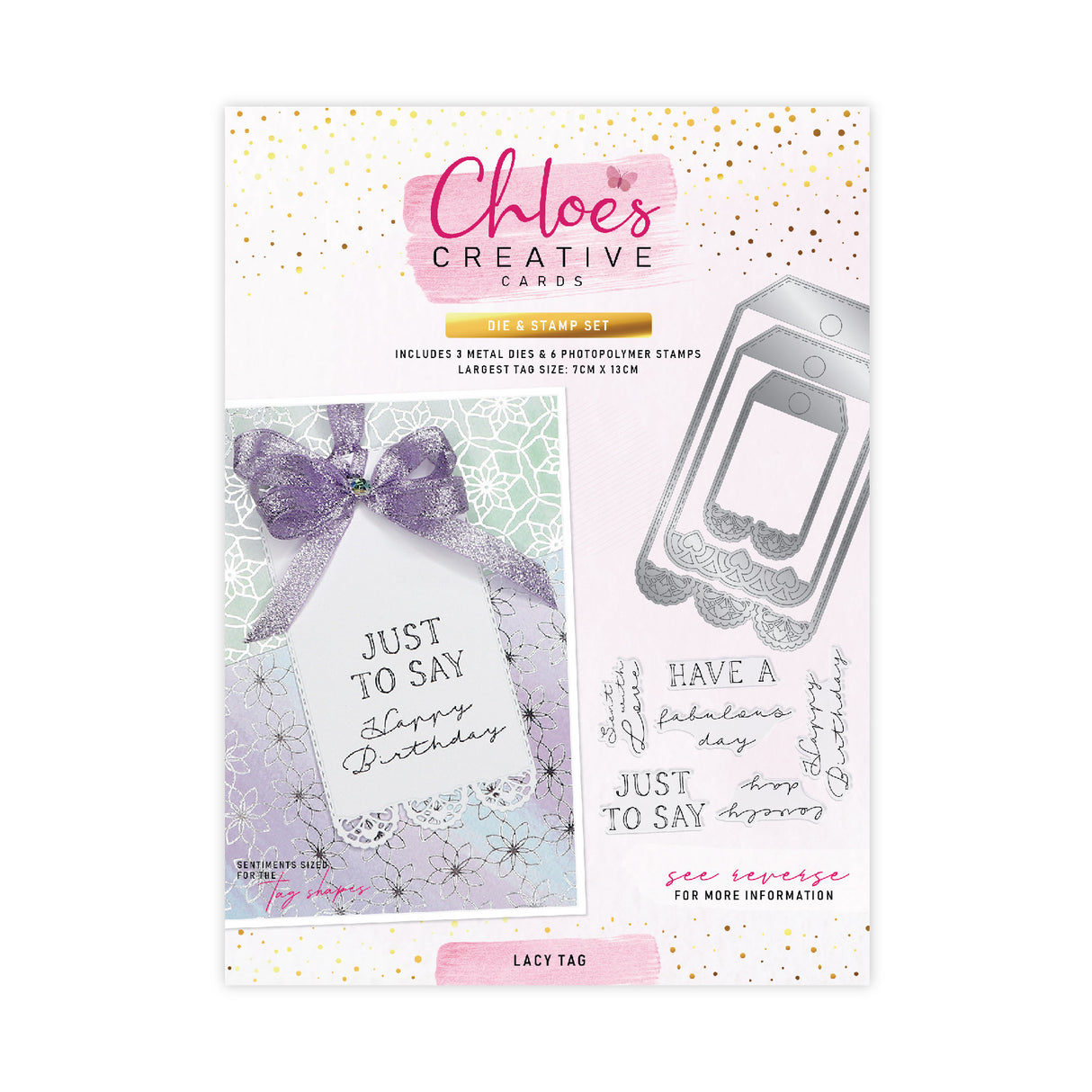 Chloes Creative Cards Die & Stamp Set -  Lacy Tag