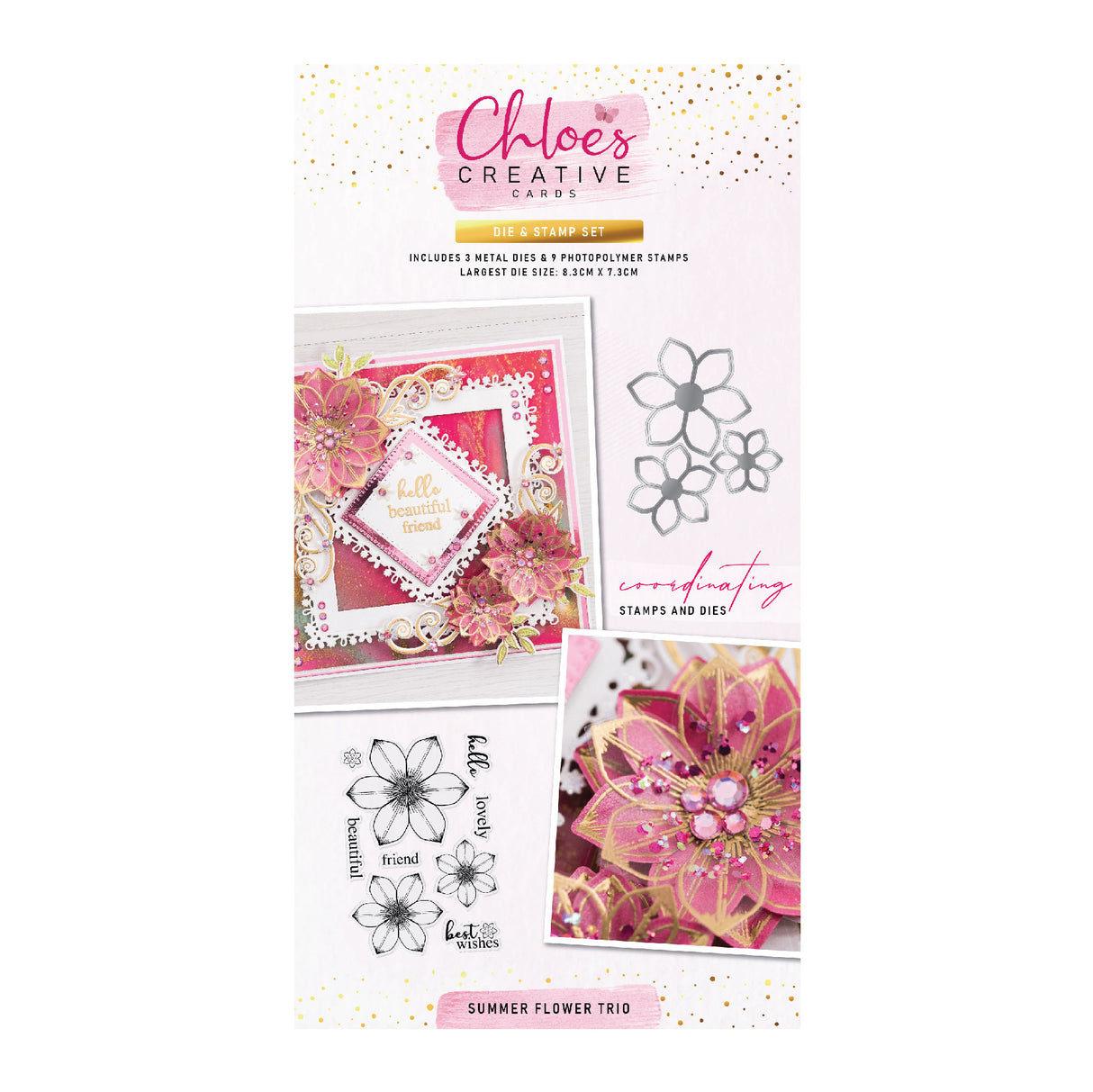 Chloes Creative Cards Die & Stamp Set – Summer Flower Trio