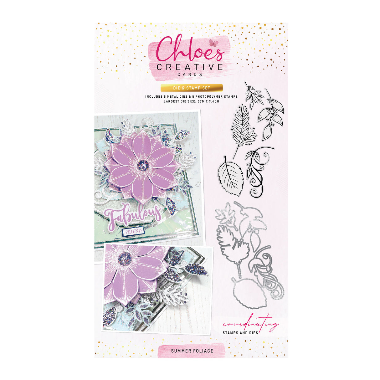 Chloes Creative Cards Die & Stamp Set -  Summer Foliage